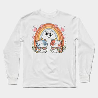 My Rainbow Cat is My Valentine Long Sleeve T-Shirt